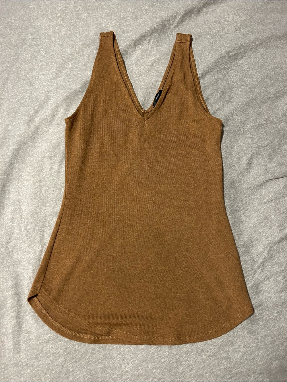 Sleeveless Brown V-Neck Tank Top